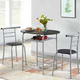 3pcs Modern Dining Set with Round Table and 2 Chairs, Multiple Colors