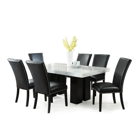 Camila Marble Top Rectanglular 7 Piece Dining Set