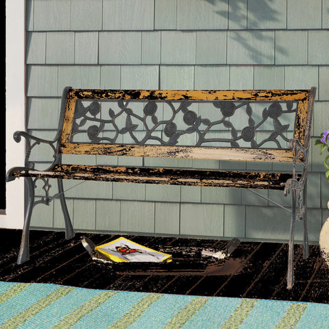 Patio Garden Bench 50" Outdoor Park Bench Cast Iron