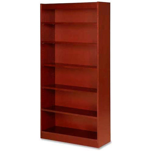 6-Shelf Panel End Hardwood Veneer Bookcase, 36"W x 12"D x 72"H, Cherry