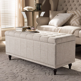 Baxton Studio Kaylee Modern Classic  Fabric Upholstered Button-Tufting Storage Ottoman Bench