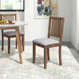 Swick 18" Wide Mission Style Wooden Dining Chair with Upholstered Seat (Set of 2)