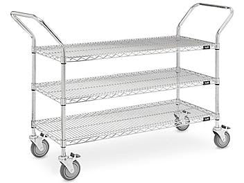 Chrome Heavy-Duty Wire Cart - 60 x 18 x 41", 3 Shelf