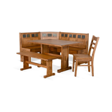 Bayside Farmhouse 4 Piece Wood Breakfast Nook Set