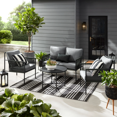 Mainstays Logan 4-Piece Outdoor Conversation Set, Dark Gray