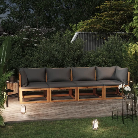 Dcenta 4-Seater Patio Sofa with Cushion Solid Acacia Wood