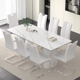 Luxurious Modern Dining Table Sets for 8: Sintered Stone Table with 8 PU Leather Chairs