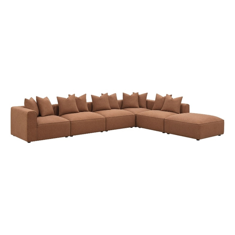 Jennifer 6-piece Fabric Upholstered Modular Sectional Terracotta