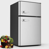 Double Door 3.2 Cu. Ft. Compact Refrigerator Mini Fridge with Freezer