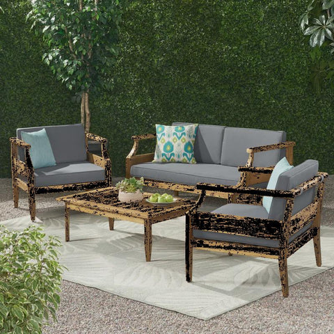 Mcclurg 4 - Person Outdoor Seating Group with Cushions -Dark Gray