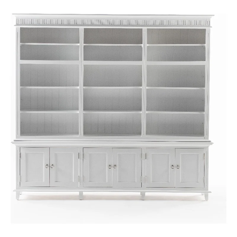 Triple-Bay Hutch Unit Skansen Solid Wood in White