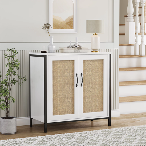 Rattan Buffet Cabinet Modern Sideboard Cabinet Kitchen Storage Cabinet