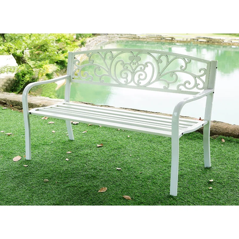 Carennac Metal Outdoor Bench-white