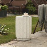 Digrazia Cement Round Outdoor Side and End Table, Modern Accent Table, Housewarming Gifts