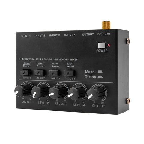 Ultra Low Noise 4 Channel Line Stereo Mixer 4 Input 1 Output