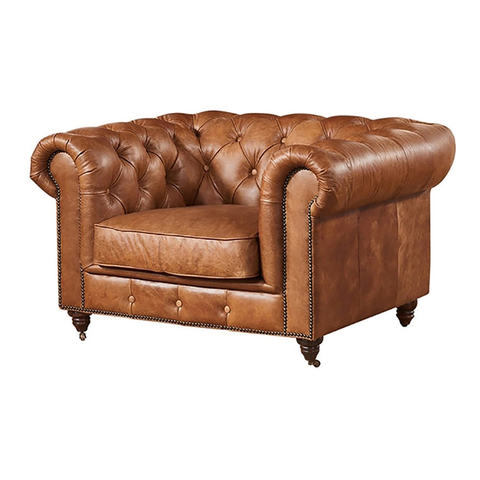 Leather Arm Chair in Light Chestnut