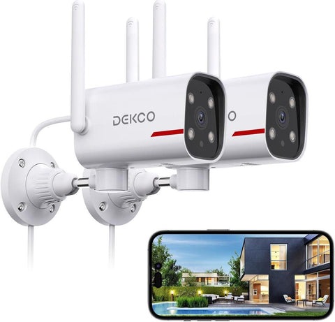 DEKCO 2 Pack Outdoor Security Camera with 2K Color Night Vision