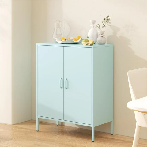 40"H Metal Cabinet Accent Storage Cabinet with 2 Doors, Blue