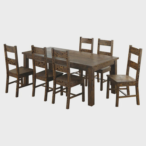 Maklaine Contemporary 7-piece Wood Dining Room Set Rustic Golden Brown