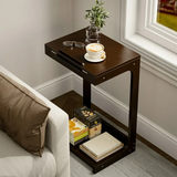 Side Table, Bamboo End Table with Adjustable Desktop