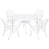 Phoenix 5 Piece Cast Aluminum Round Patio Dining Set in White