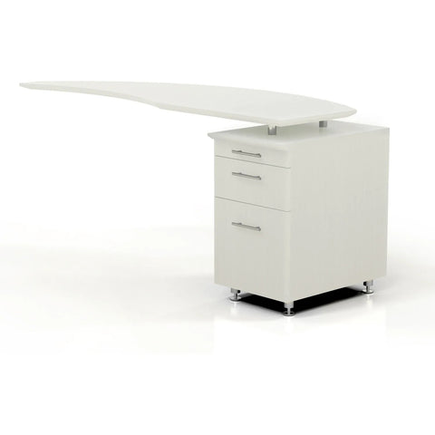 Safco® Medina 63"W Right Curved Desk Return With Pencil-Box-File Pedestal Sea Salt