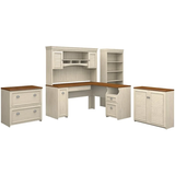 Fairview L Desk 5 Pc Office Set with Storage Engineered Wood