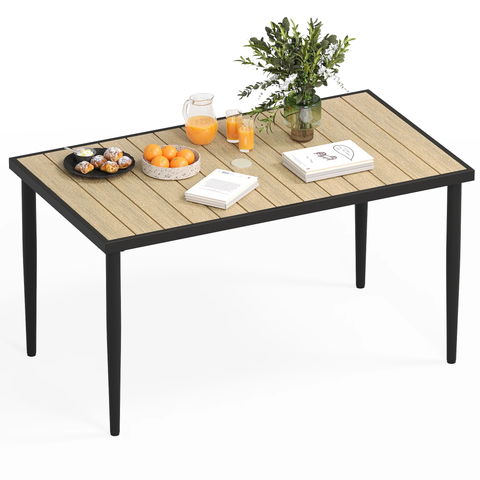 Dextrus Outdoor Dining Table, Outdoor 70in Rectangular Patio Table