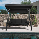 Outdoor Patio Swing Chair with Stand,3 Seat Porch Swing,Swing Hammock with Adjustable Canopy