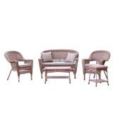 5 Piece Resin Wicker Outdoor Patio Conversation Set in Honey