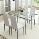 Kitchen Table Set, 5 Pieces Dining Table Set, Tempered Glass Dining Table and Chairs