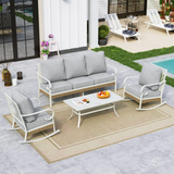 4 Piece Patio Conversation Set Outdoor Furniture Sofa Set with Rocking Chair