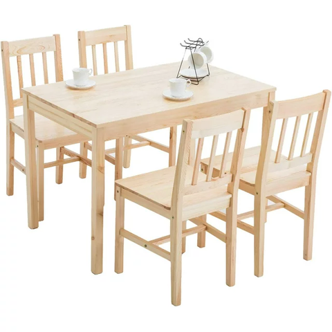 Dining Table Set for 4, Pine Wood Kitchen Table