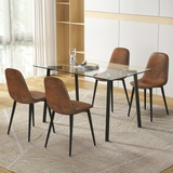 5 Pieces Dining Room Table Set,  Modern Table Set for 4 Gray Linen Dining Chair with Glass