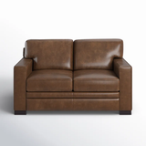 Whittman 60.25'' Genuine Leather Square Arms Loveseat