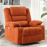 Super Soft and Oversize Chenille Manual Swivel Rocker Heating Massage Recliner Chair