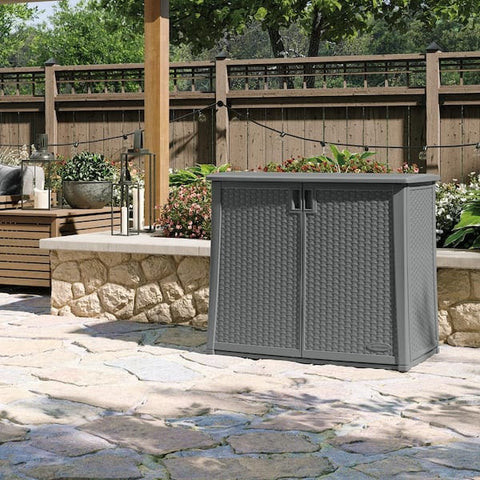 42 in. W x 23 in. D x 35.5 in. H Gray Plastic Outdoor Storage Cabinet