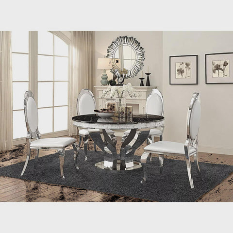 Anchorage 5-piece Round Dining Set Chrome