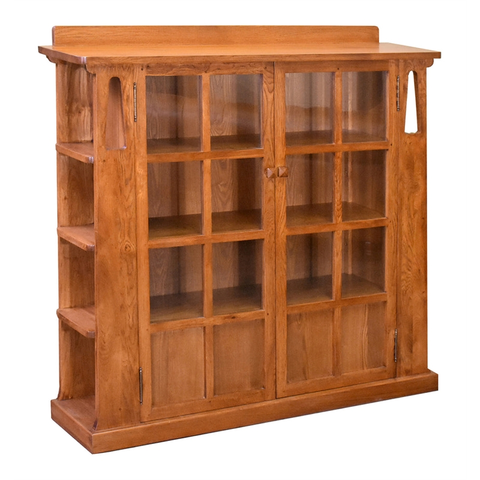 Arts and Crafts Wood 2-Door Bookcase in Cherry