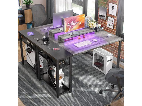 Computer Desk with LED Lights, 47 Gaming Desk