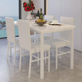 Dining Table Set for 4, Wood Dine Table with 4 Velvet Chairs