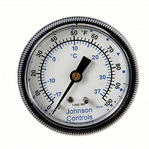 Pneumatic Temperature Indicator: 0° to 100°F, 2 1/2 in Dia, 3 to 15 psi, 1/8 in NPT