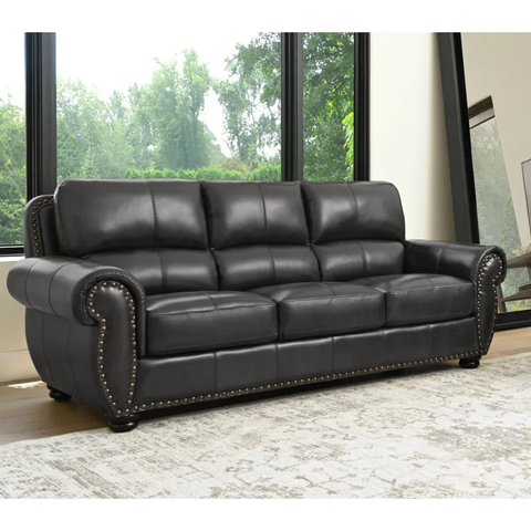 Arjana 85'' Genuine Leather Rolled Arms Sofa