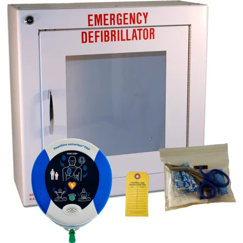 HeartSine Samaritan® 350P Semi-Auto Defibrillator Package with Mounting Cabinet