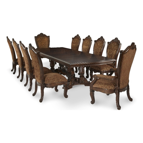 Windsor Court 11-Piece Solid Wood Dining Set in Brown