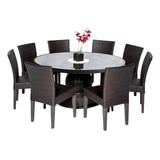 60 Inch Outdoor Patio Dining Table with 8 Armless Chairs