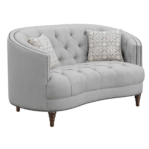 Coaster Avonlea Fabric Sloped Arm Upholstered Loveseat in Gray