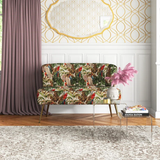 Claudie Flora Printed Armless Loveseat with Metal Legs