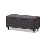 Baxton Studio Kaylee Modern Classic  Fabric Upholstered Button-Tufting Storage Ottoman Bench