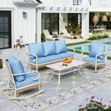 4 Piece Patio Conversation Set Outdoor Furniture Sofa Set with Rocking Chair